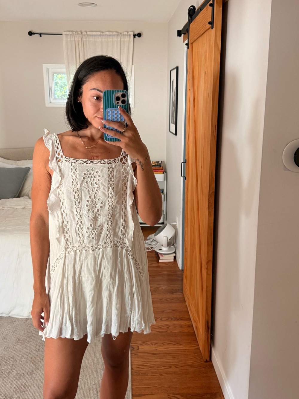 Free People White Eyelet Mini Dress